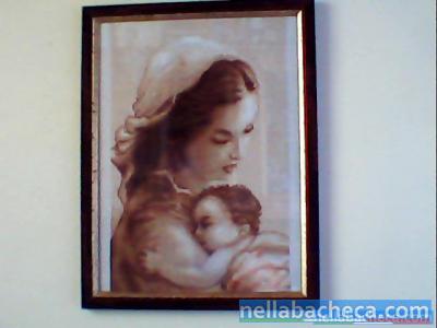 Quadro Mamma con Bambino a punto croce