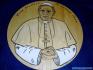 Ritratto di papa Benedetto XVI inciso a mano, a fuoco tramite pirografo