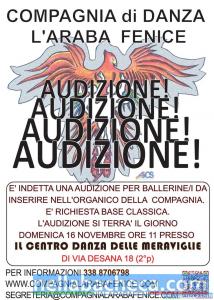 AUDIZIONE: Domenica 16 novembre ore 11